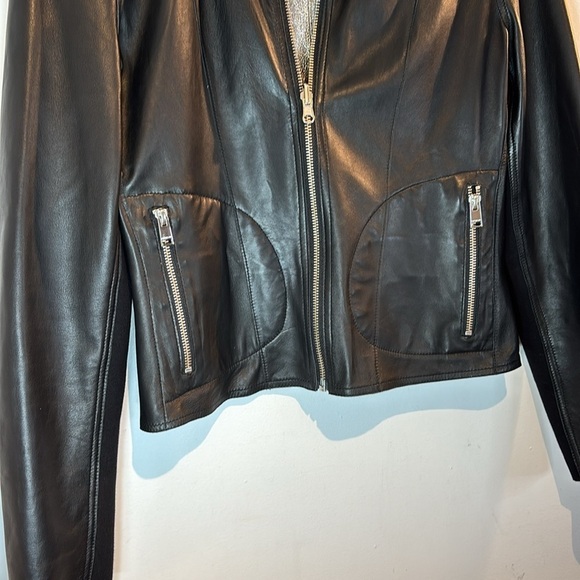 Lamarque CHAPIN | REVERSIBLE LEATHER BOMBER black-silver size small - Picture 5 of 14